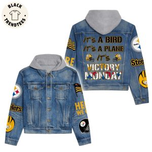 It’s A Bird It’s Victory Monday Steelers Logo Design Hooded Denim Jacket