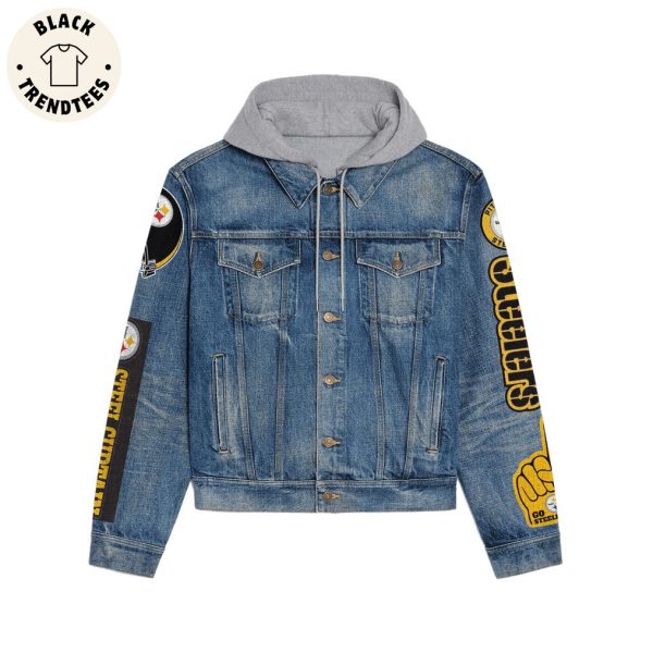 It’s Not A Team Logo Damily Crest EST 1933 Steelers Logo Design Hooded Denim Jacket