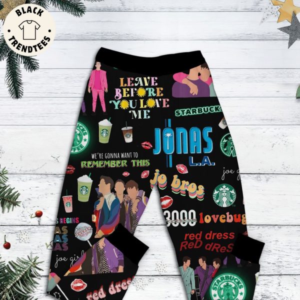 Jonas Brothers And Starbucks Kind Of Girl Black Design Pajamas Set