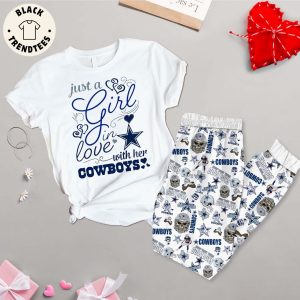 Just A Girl Love With Her Cowboys White Pajamas Set