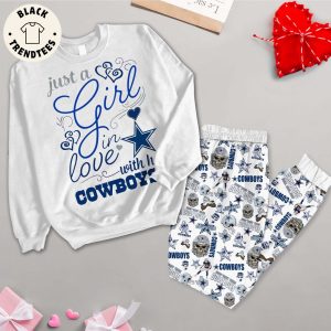 Just A Girl Love With Her Cowboys White Pajamas Set