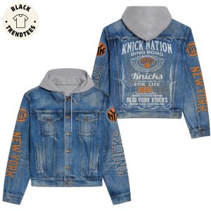 Knick Nation Bing Bong Blue Orange Sliver Hooded Denim Jacket