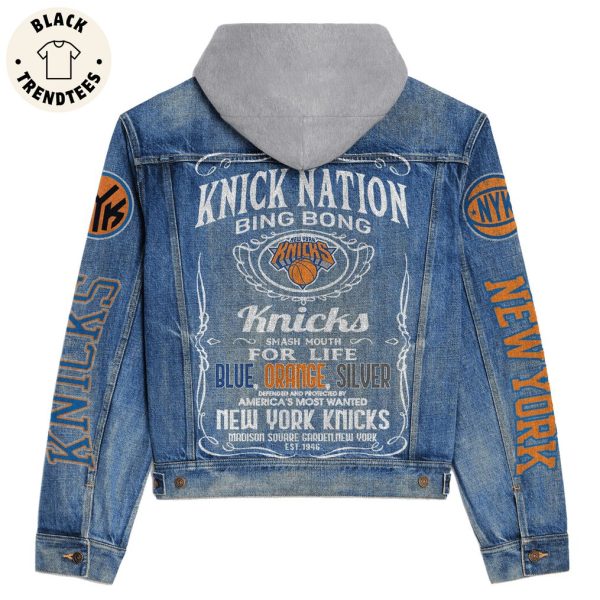 Knick Nation Bing Bong Blue Orange Sliver Hooded Denim Jacket