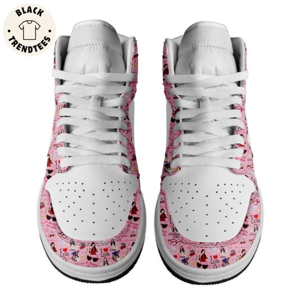 Lana Del Rey Pink White Nike Logo Design Air Jordan 1 High Top