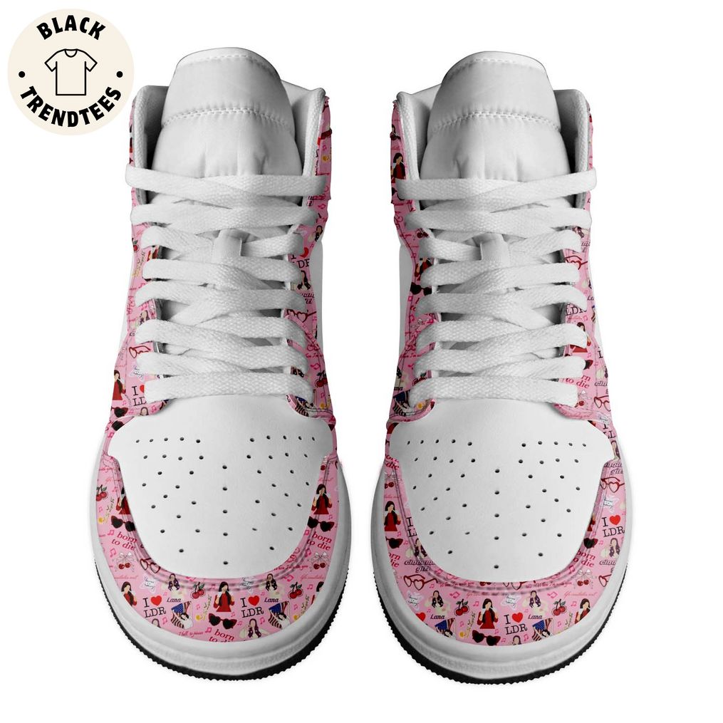 Lana Del Rey Pink White Nike Logo Design Air Jordan 1 High Top