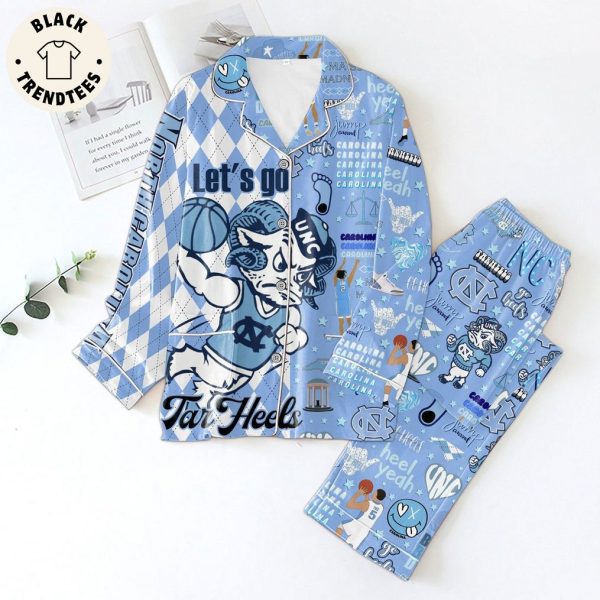 Let’s Go Tar Heels Mascot Blue Design Pajamas Set