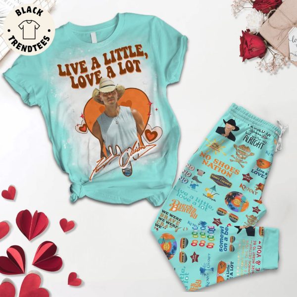 Live A Little Love A Lot Blue Design Pajamas Set