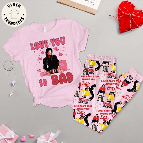 Lov You So Bad Michael Jackson Portrait Pink Design Pajamas Set