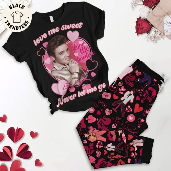 Love Me Sweet Never Let Me Go Black Design Pajamas Set