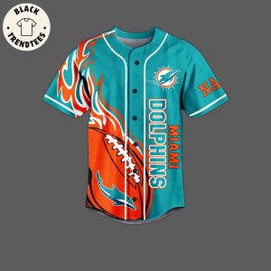 Mami Dolphins Fins Up Blue Design Baseball Jersey