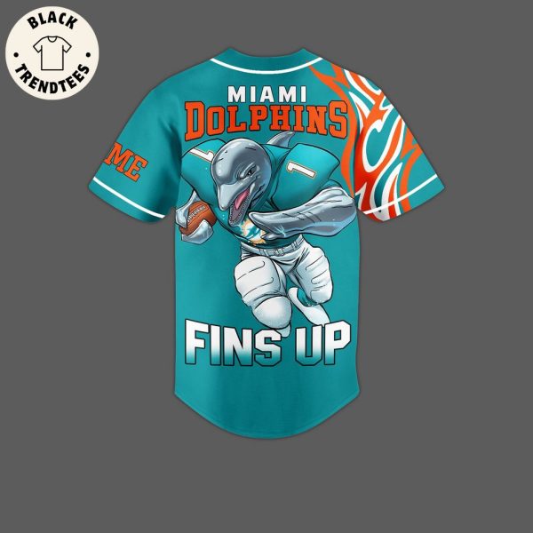 Mami Dolphins Fins Up Blue Design Baseball Jersey