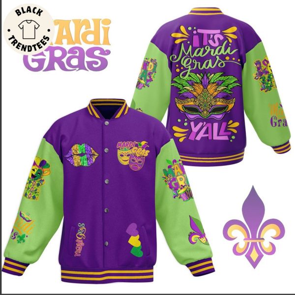 Mardi Gras Purple Green Sleeve Design Baseball Jacket