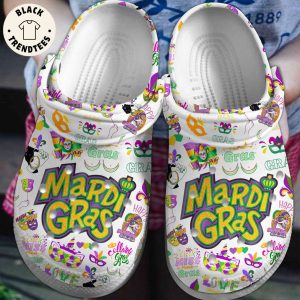 Mardi Gras White Design Crocs