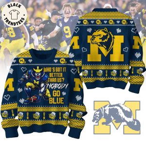 Michigan Go Blue Mascot Design 3D Sweater