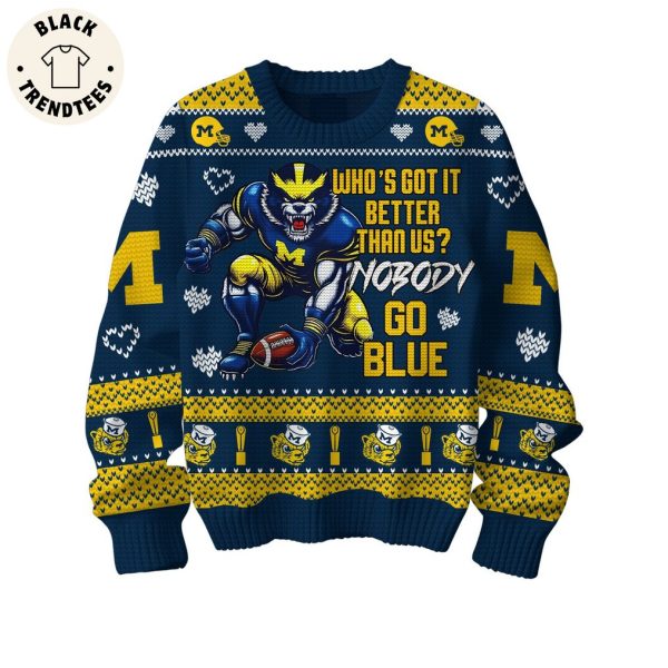 Michigan Go Blue Mascot Design 3D Sweater