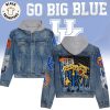 Razorbacks Nation Wooo Pig Sooie Cardinal And White Hooded Denim Jacket