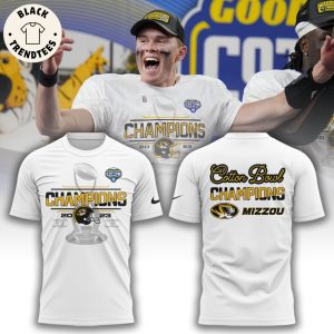 Mizzou Football Tigers Cotton Bowl Champions 2023 White Nike Logo Design 3D T-Shirt
