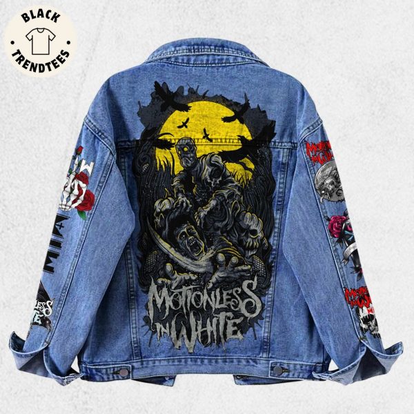 Motionless In White Skull Design Hooded Denim Jacket