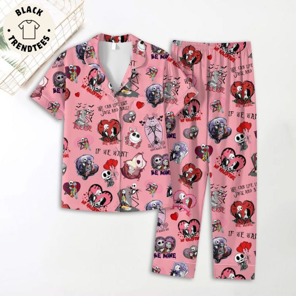 My Valentine Be Mine If We Want Jack And Sally Pink Design Pajamas Set