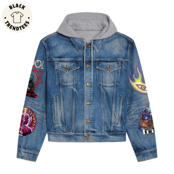 Not A Band Just A Tool Skull Design Hooded Denim Jacket