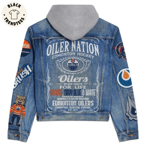Older Nation Edmonton Hockey Oilers Hooded Denim Jacket