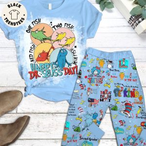One Fish Happy DR Seuss Day Blue Design Pajamas Set
