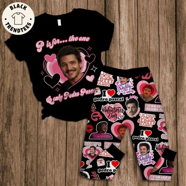 Only Pedro Pascal Hapy Valentine’s Day Black Design Pajamas Set