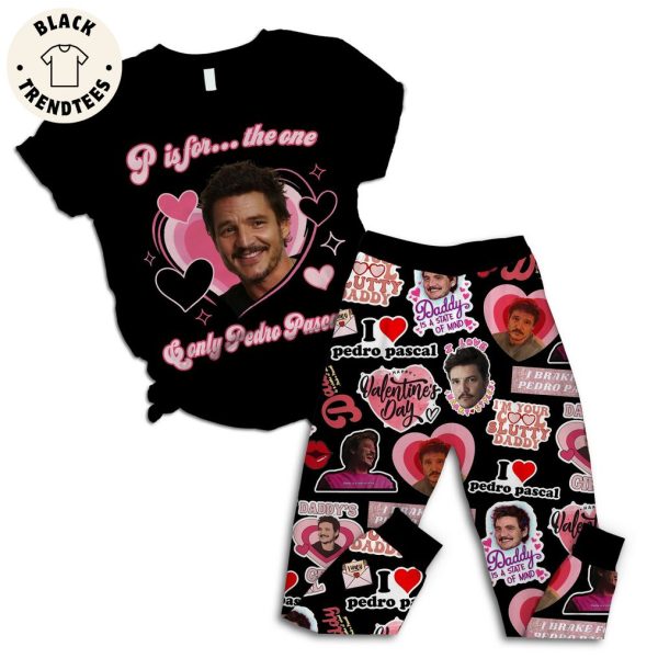 Only Pedro Pascal Hapy Valentine’s Day Black Design Pajamas Set