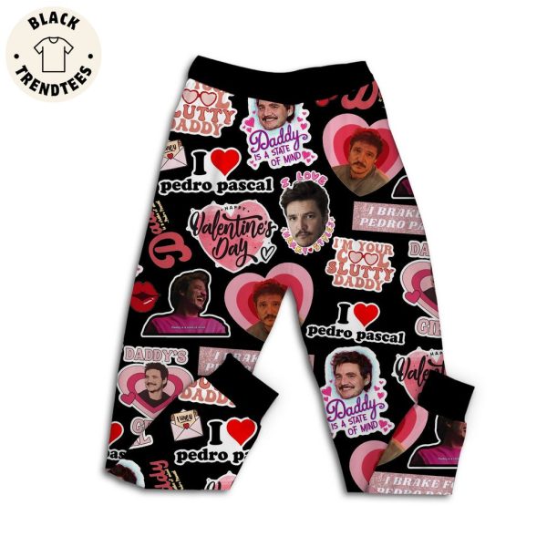 Only Pedro Pascal Hapy Valentine’s Day Black Design Pajamas Set