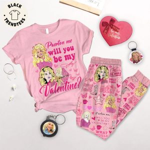 Paerton Me Will You Be My Valentine Pink Design Pajamas Set