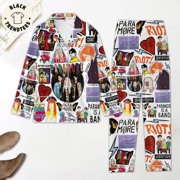 Paramore Hard Time No Pressure White Design Pajamas Set