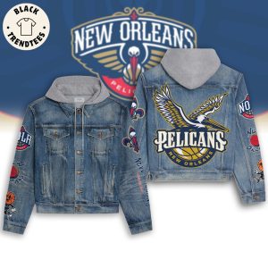 Pelicans New Orleans Mascot Design Hooded Denim Jacket