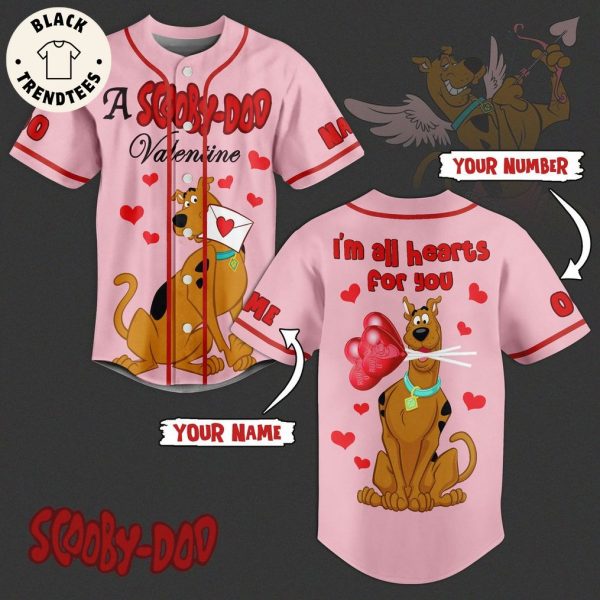 Personalized A Cooby Doo Valentine I’m All Hearts For You Pink Design Baseball Jersey