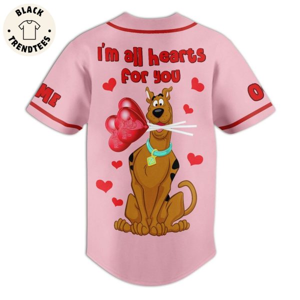 Personalized A Cooby Doo Valentine I’m All Hearts For You Pink Design Baseball Jersey