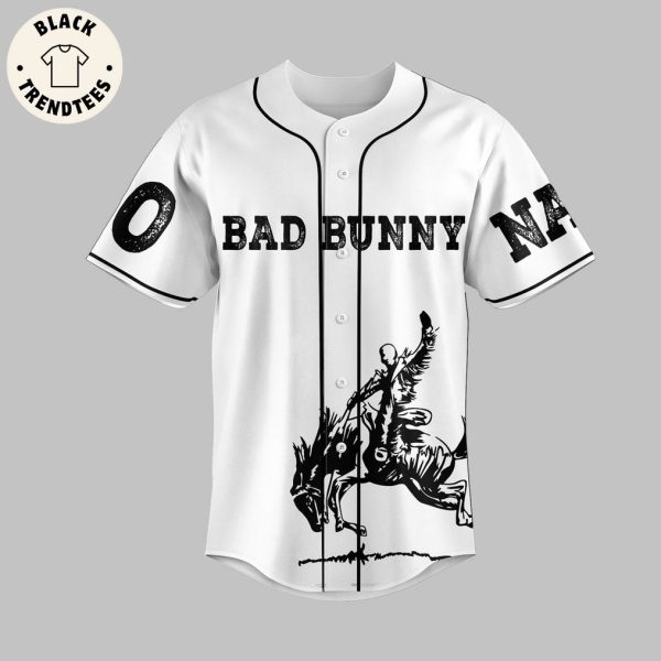 Personalized Bad Bunny 2024 Portrait White Design Baseball Jersey