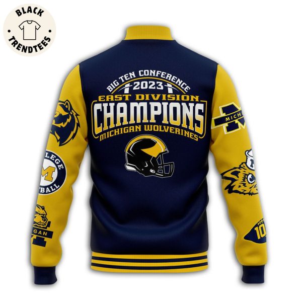 Personalized Big Ten Conference 2023 East Division Champions Michigan Wolverines Blue Design Baseball Jacket