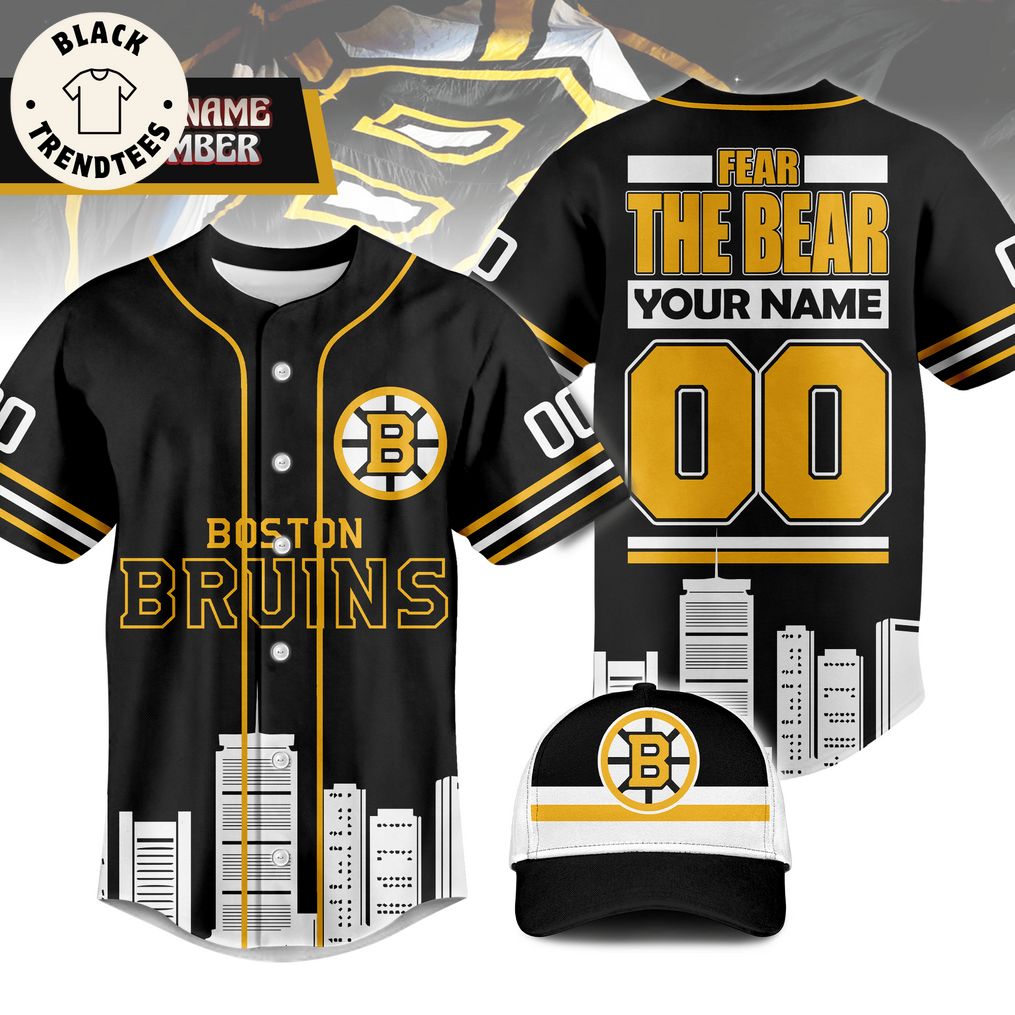 Personalized Boston Bruns Fear The Bear Black Design Baseball Jersey