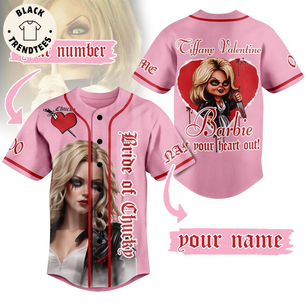 Personalized Fiffany Valentine Barbie Your Heart Out Pink Design Baseball Jersey