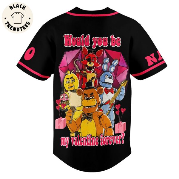 Personalized Five Nights At Freddy Valentine Forever Black Design Baseball Jersey