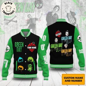 Personalized Green Day Heart Design Baseball Jacket