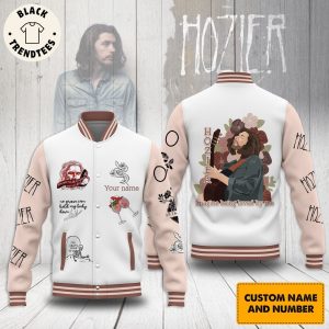 Personalized Hozier White Pink Design Baseball Jacket