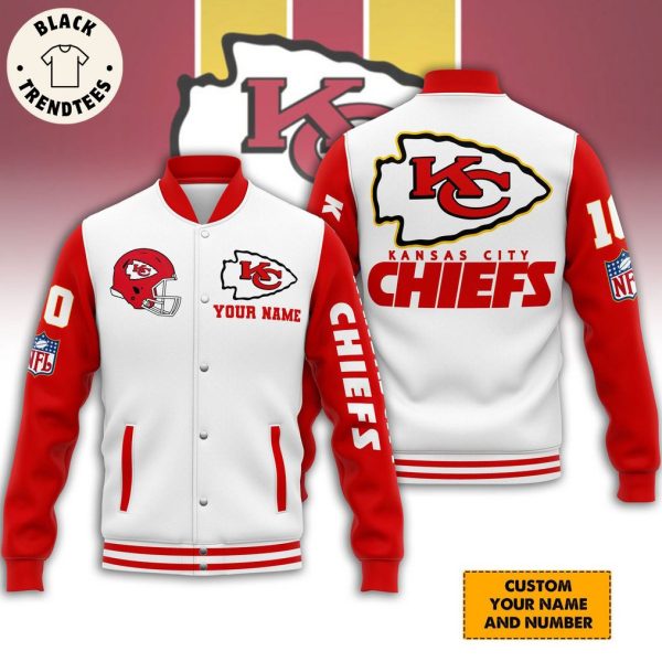 Personalized Kansas City NFL White Design Baseball Jacket