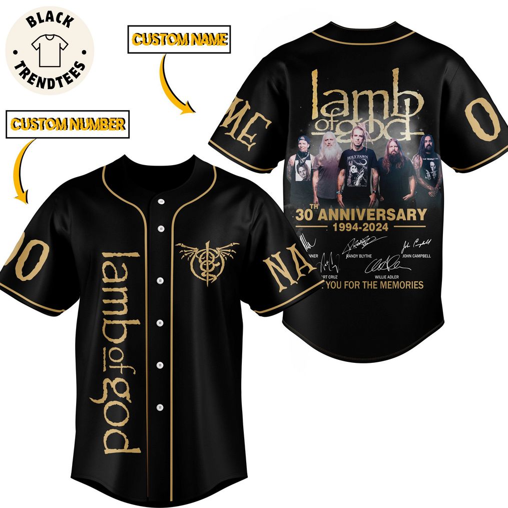 Personalized Lambofgod 30th Anniversary 1994-2024 Black Design Baseball Jersey