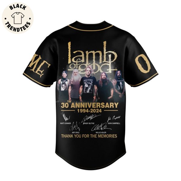Personalized Lambofgod 30th Anniversary 1994-2024 Black Design Baseball Jersey