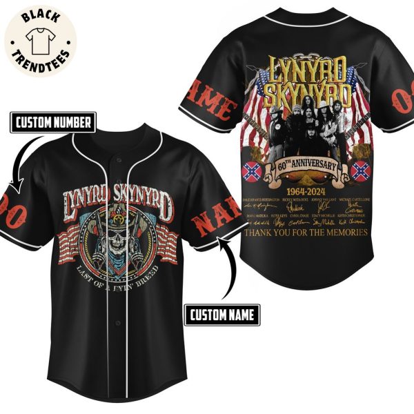 Personalized Lynyrd Skynyrd 60th Anniversary 1964-2024 Black Design Baseball Jersey