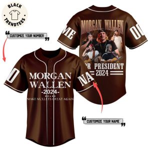 Personalized Morgan Wallen 2024 Browrn Design Baseball Jersey