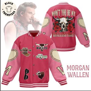 Personalized Morgan Wallen Won’t You Be My Wallentine Pink Design Baseball Jacket