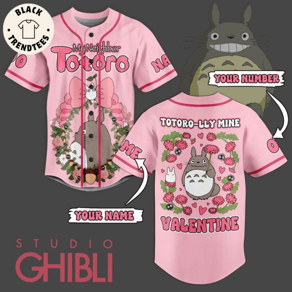 Personalized My Neighbor Totoro Mine Valentine Pink Design Baseball Jersey