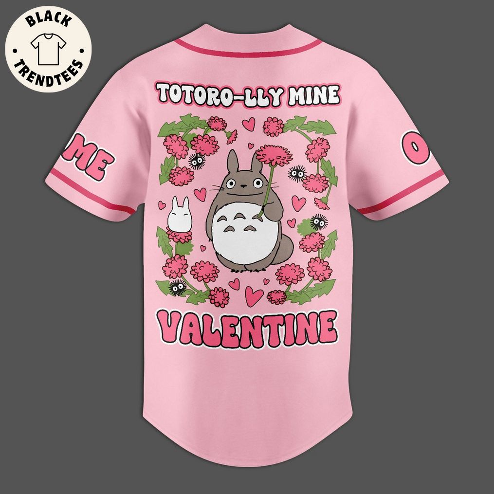 Personalized My Neighbor Totoro Mine Valentine Pink Design Baseball Jersey