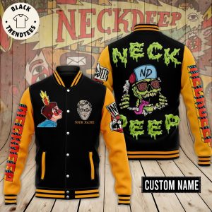 Personalized Neck Deep Skull Design Baseball Jacket